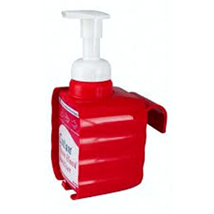 Plastic wand- en bedhouder rood voor 400 ml flacon van SCJ