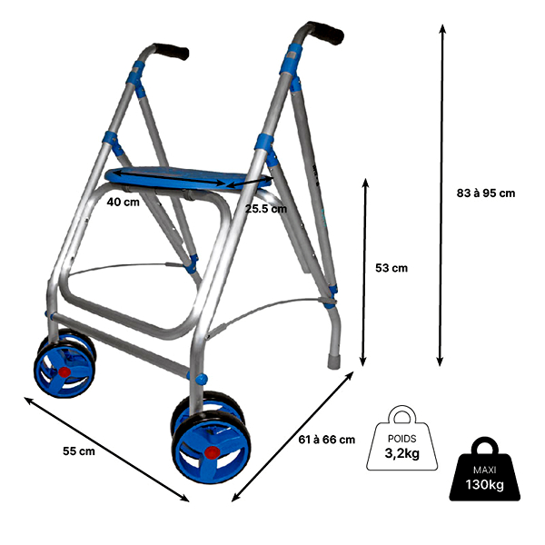 Rollator met 2 zwenbare wielen Ara-D - Afbeelding 4