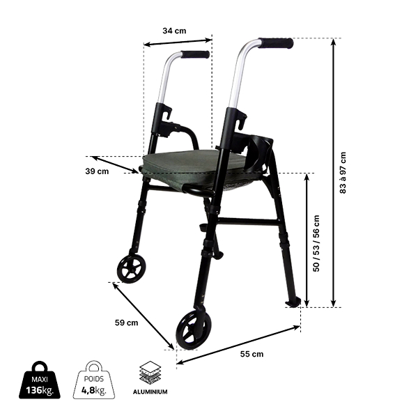 Rollator 2 wielen Modulo Identités - Afbeelding 2