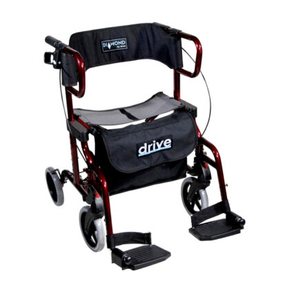 Rollator/ rolstoel  plooibaar  rood  Diamond Deluxe