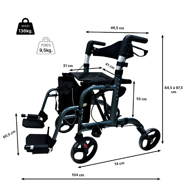 Rollator-rolstoel Neo Global Identités - Afbeelding 2