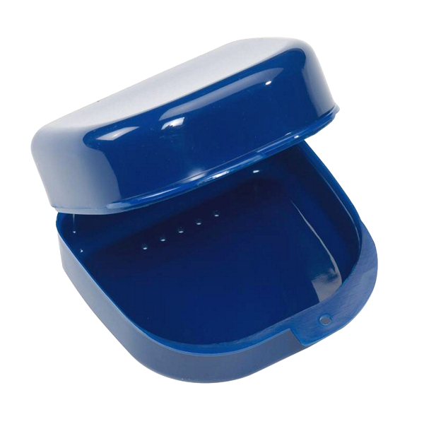 Blauw potje voor kunstgebit|Blauw