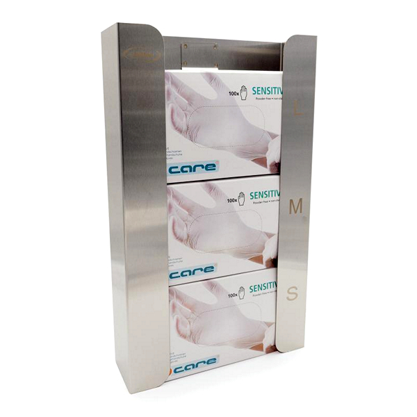 Inox houder voor 3 handschoenendozen