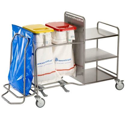 Combinatiewagen met 3 legplanken  1 Wasty houder  2 zakhouders met witte deksels en 2 pedalen