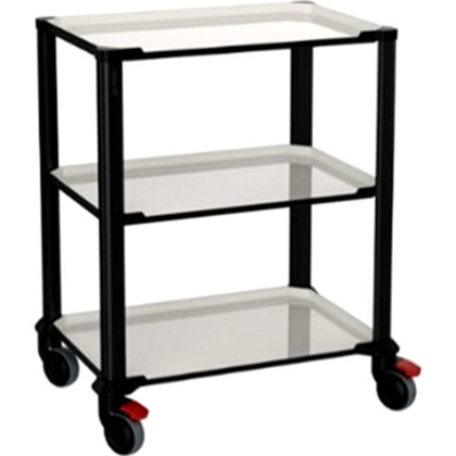 Pi-Nero wagen met 3 legplanken  zwart/wit