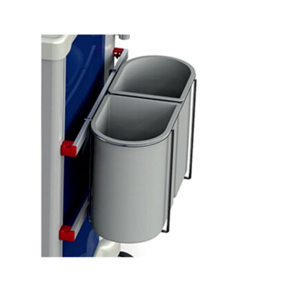 Dubbele afvalcontainer met ophangsysteem voor normrail