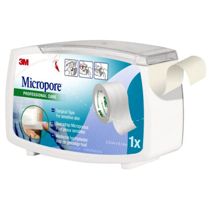 Pijnloze en atraumatische herpositioneerbare pleisterrol Micropore - 25 mm x 9 14 mm