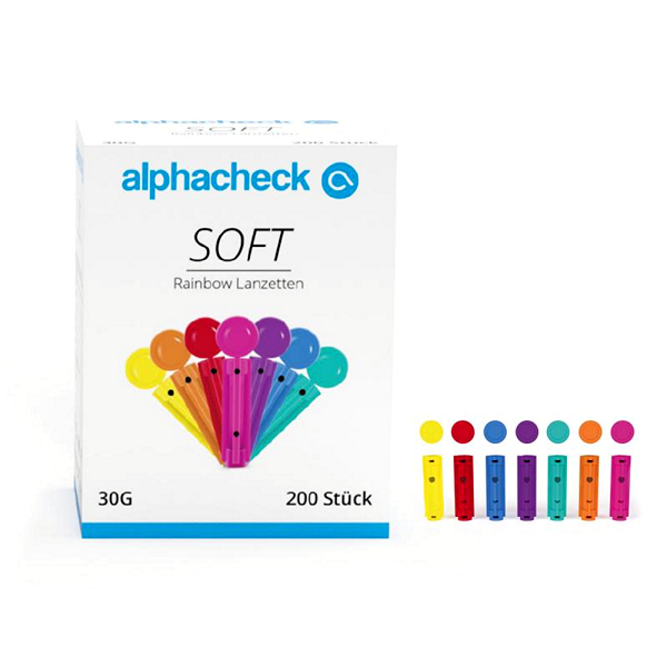 Lancetten Alphacheck Rainbow 30G|3 mm|30G|Rainbow